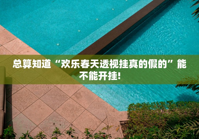 总算知道“欢乐春天透视挂真的假的”能不能开挂!