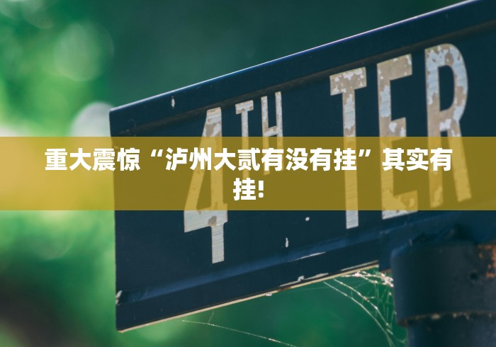 重大震惊“泸州大贰有没有挂”其实有挂!