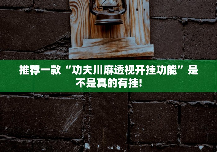 推荐一款“功夫川麻透视开挂功能”是不是真的有挂!