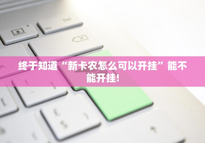 终于知道“新卡农怎么可以开挂”能不能开挂!